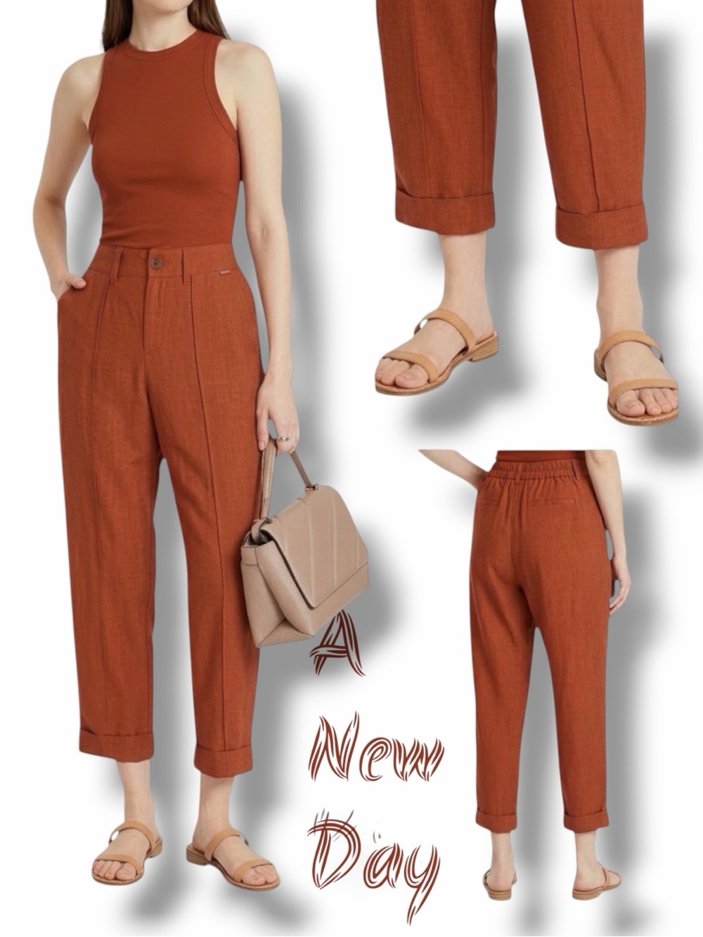 A New Day Women's High-Rise Slim Fit Pintuck Ankle Pants in the Size 10